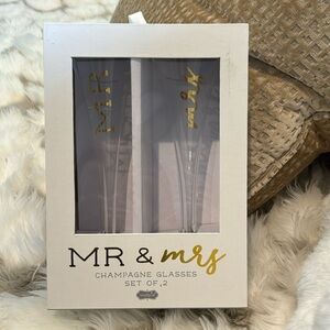 SOLD -Mr. & Mrs. champagne glasses by Mud Pie